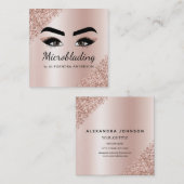 Microblading Eyebrows Brows Glitter Roos Gold Pink Vierkante Visitekaartje (Voorkant / Achterkant)
