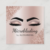 Microblading Eyebrows Brows Glitter Roos Gold Pink Vierkante Visitekaartje (Voorkant)
