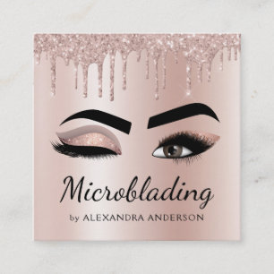 Microblading Eyebrows Brows Glitter Roos Gold Pink Vierkante Visitekaartje