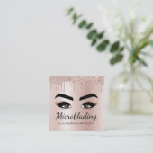 Microblading Eyebrows Brows Glitter Roos Gold Pink Vierkante Visitekaartje (Staand voorkant)
