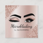 Microblading Eyebrows Brows Glitter Roos Gold Pink Vierkante Visitekaartje (Voorkant)