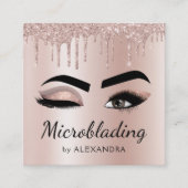 Microblading Eyebrows Brows Glitter Roos Gold Pink Vierkante Visitekaartje (Voorkant)