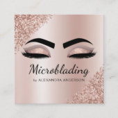 Microblading Eyebrows Brows Glitter Roos Gold Pink Vierkante Visitekaartje (Voorkant)