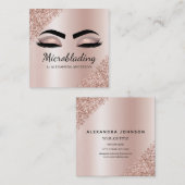 Microblading Eyebrows Brows Glitter Roos Gold Pink Vierkante Visitekaartje (Voorkant / Achterkant)
