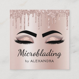 Microblading Eyebrows Brows Glitter Roos Gold Pink Vierkante Visitekaartje