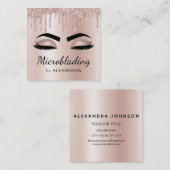 Microblading Eyebrows Brows Glitter Roos Gold Pink Vierkante Visitekaartje (Voorkant / Achterkant)
