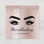 Microblading Eyebrows Brows Glitter Roos Gold Pink Vierkante Visitekaartje (Voorkant)