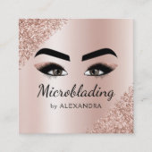 Microblading Eyebrows Brows Glitter Roos Gold Pink Vierkante Visitekaartje (Voorkant)