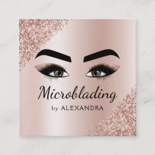 Microblading Eyebrows Brows Glitter Roos Gold Pink Vierkante Visitekaartje