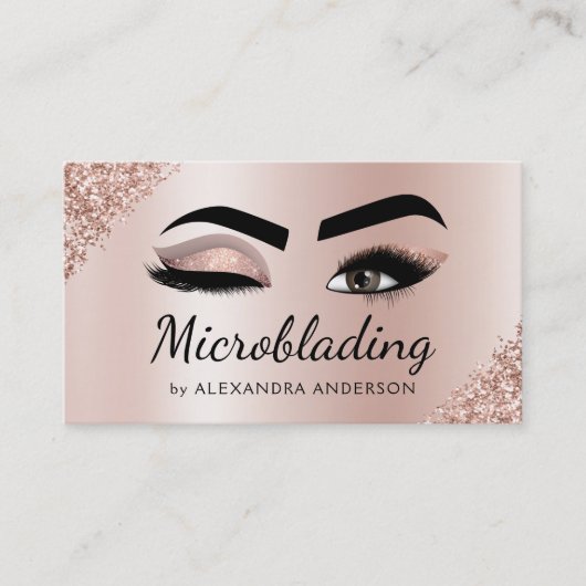Microblading Eyebrows Brows Glitter Roos Gold Pink Visitekaartje (Voorkant)