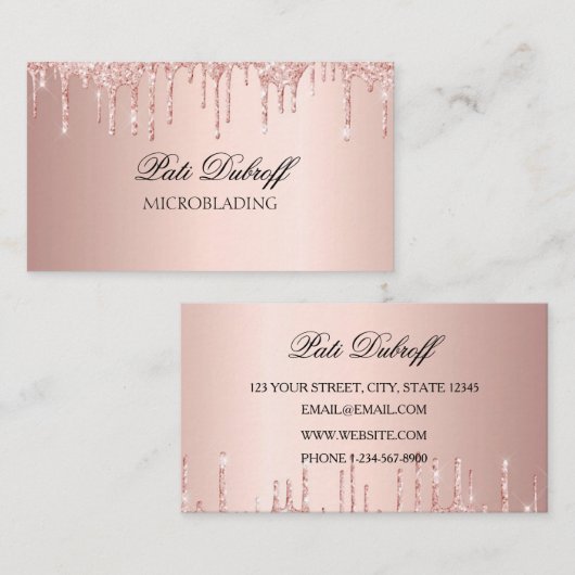 Microblading Eyebrows Brows Glitter Roos Gold Pink Visitekaartje (Voorkant / Achterkant)