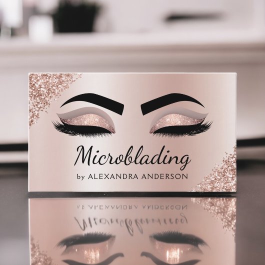 Microblading Eyebrows Brows Glitter Roos Gold Pink Visitekaartje