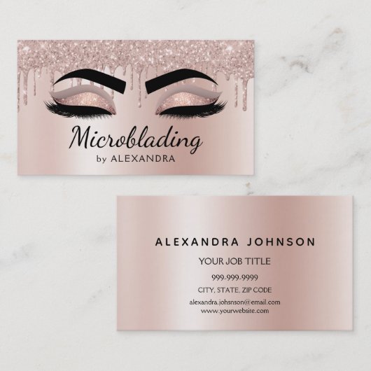 Microblading Eyebrows Driving Glitter Roos Gold Visitekaartje (Voorkant / Achterkant)