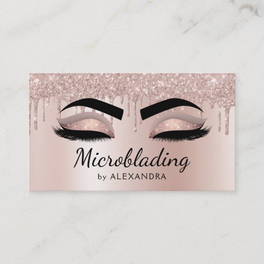 Microblading Eyebrows Driving Glitter Roos Gold Visitekaartje (Voorkant)