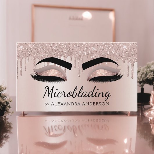 Microblading Eyebrows Driving Glitter Roos Gold Visitekaartje