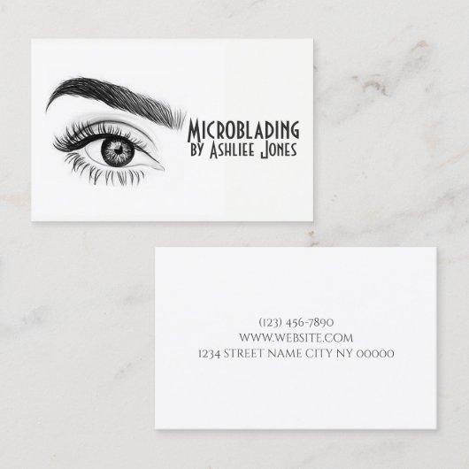 Microblading Eyebrows & Lashes Salon Visitekaartje (Voorkant / Achterkant)