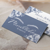 Microblading Eyebrows Salon  Blue Floral Visitekaartje