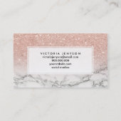 Microblading faux roos roze glitter wit marmer visitekaartje (Achterkant)