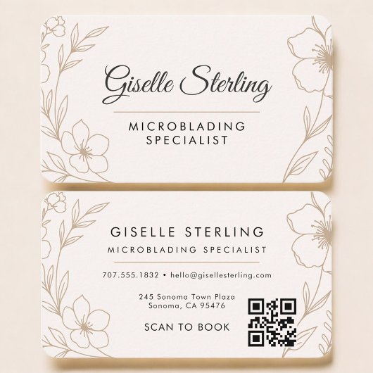 Microblading Floral QR Code Professional Visitekaartje