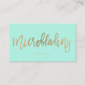 Microblading gold typografie aqua pastel visitekaartje (Voorkant)