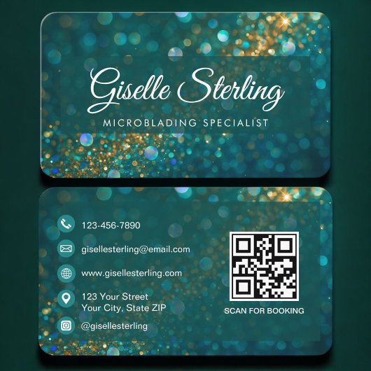 Microblading Green Gold QR Code Professional Visitekaartje
