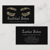 Microblading Makeup Eyelash Black Gold Visitekaartje (Voorkant / Achterkant)