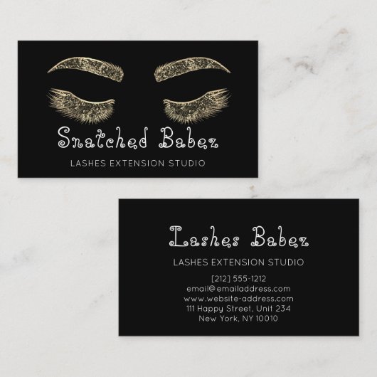Microblading Makeup Eyelash Black Gold Visitekaartje (Voorkant / Achterkant)