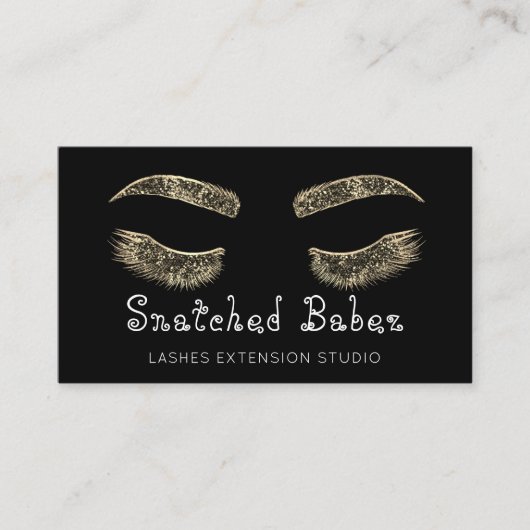 Microblading Makeup Eyelash Black Gold Visitekaartje (Voorkant)