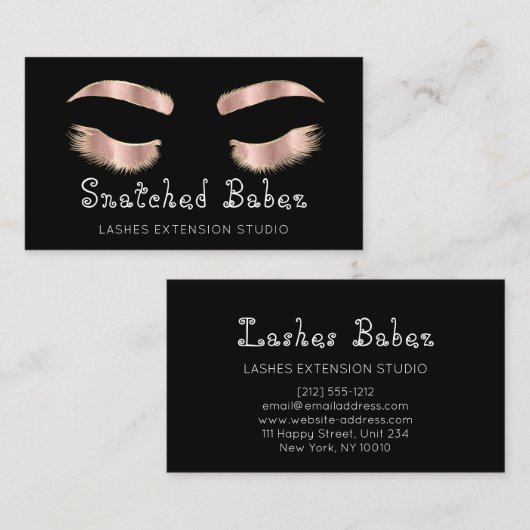Microblading Makeup Eyelash Black Roos Blush Visitekaartje (Voorkant / Achterkant)