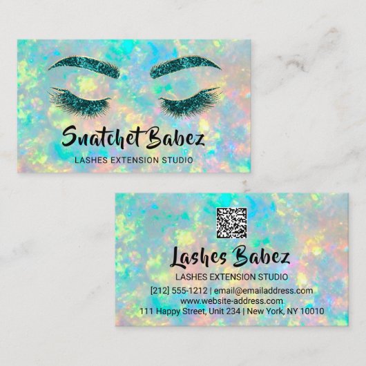 Microblading Makeup Eyelash Blauwgroen Holograaf Visitekaartje (Voorkant / Achterkant)
