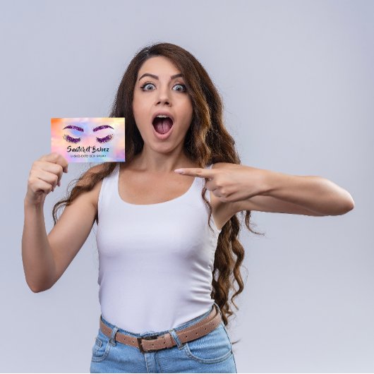 Microblading Makeup Eyelash Paarse Holograaf Logo Visitekaartje