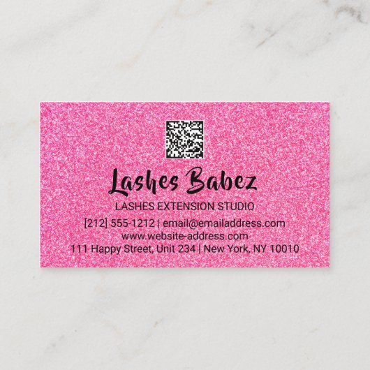 Microblading Makeup Eyelash Studio Logo QR Roze Visitekaartje (Achterkant)