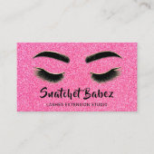 Microblading Makeup Eyelash Studio Logo QR Roze Visitekaartje (Voorkant)