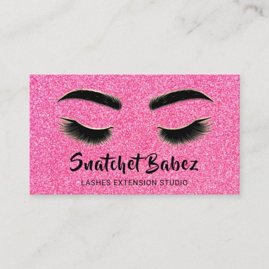 Microblading Makeup Eyelash Studio Logo QR Roze Visitekaartje (Voorkant)