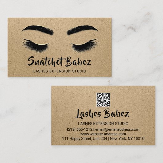 Microblading Makeup Eyelash Studio QR-codes Visitekaartje (Voorkant / Achterkant)