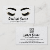 Microblading Makeup Eyelash Studio QR Grey Visitekaartje (Voorkant / Achterkant)