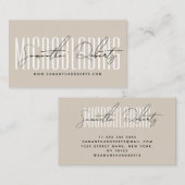 Microblading modern typography script beige visitekaartje (Voorkant / Achterkant)