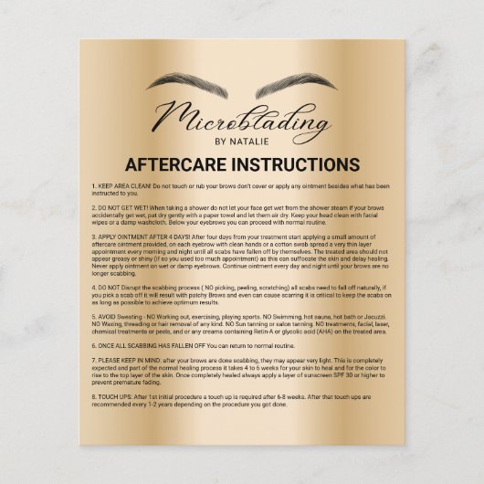 Microblading Natercare Instruction Moderne Gold Flyer (Voorkant)