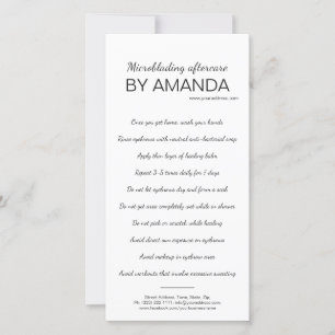 Microblading Nazorg Eenvoudige Witte Instructie Bedankkaart