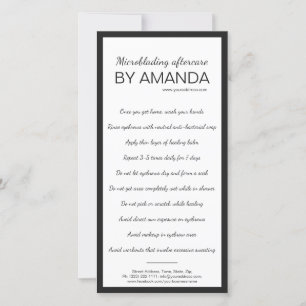 Microblading Nazorg Eenvoudige Witte Zwarte Boder Bedankkaart