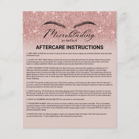 Microblading Nazorg Instructie Rose Goud Flyer (Voorkant)