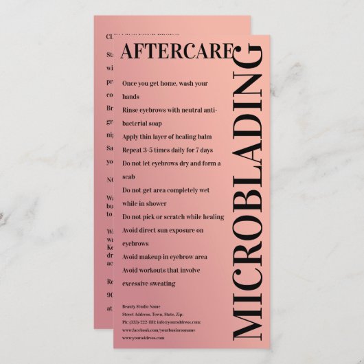 Microblading Nazorg Rose & Gold_Voorbeeld Bedankkaart (Voorkant / Achterkant)