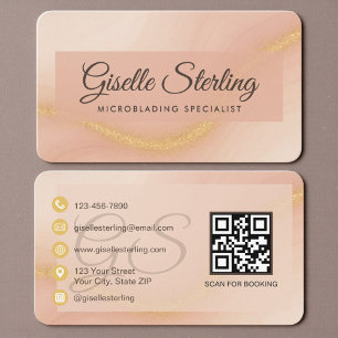 Microblading Neutraal Beige Goud QR Code Visitekaartje