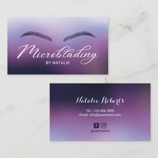 Microblading Paarse Ombre Typography Beauty Salon Visitekaartje (Voorkant / Achterkant)