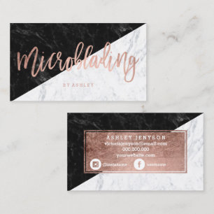 Microblading roos gold typografie block marmer visitekaartje