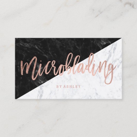 Microblading roos gold typografie block marmer visitekaartje (Voorkant)