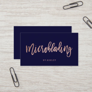 Microblading roos gold typografie marineblauw visitekaartje