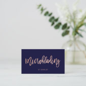 Microblading roos gold typografie marineblauw visitekaartje (Staand voorkant)