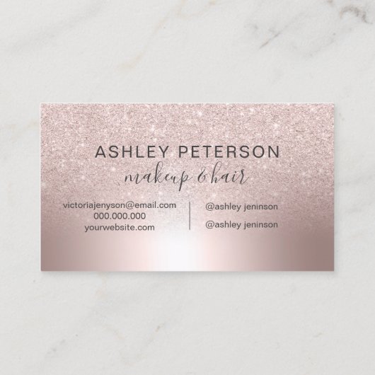 Microblading Roos gouden glitter ombre metallic fo Visitekaartje (Achterkant)