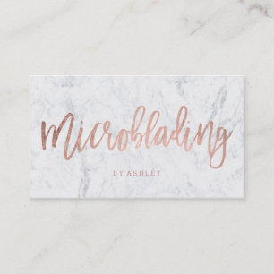 Microblading roos gouden typografie witte marmer visitekaartje